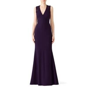 JS COLLECTION Eggplant Purple Lace Back Mermaid Ottoman Style Gown Dress